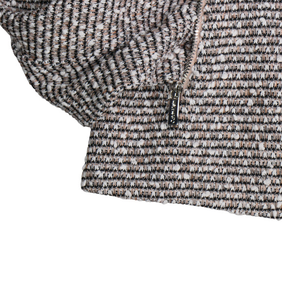 Calvin Klein Knit Blazer Womens Size L Black White Brown Open Crop Moto Jacket - Picture 6 of 9